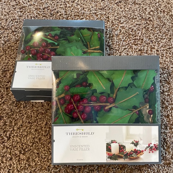 Two packs of Threshold Unscented Vase Filler - Holly and Berries, New in package